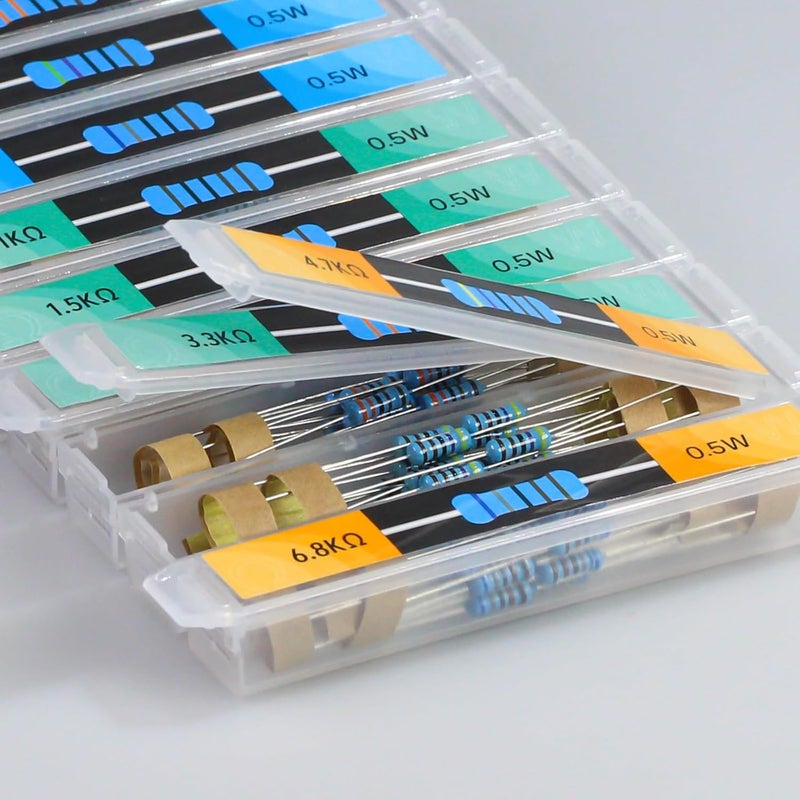 CUQI 30 Values 600 pcs 1 Ohm- 1M Ohm with 1% 1/2W Metal Film Resistors Assortment Kit Packaged in Individual Lattice Box - Image 5
